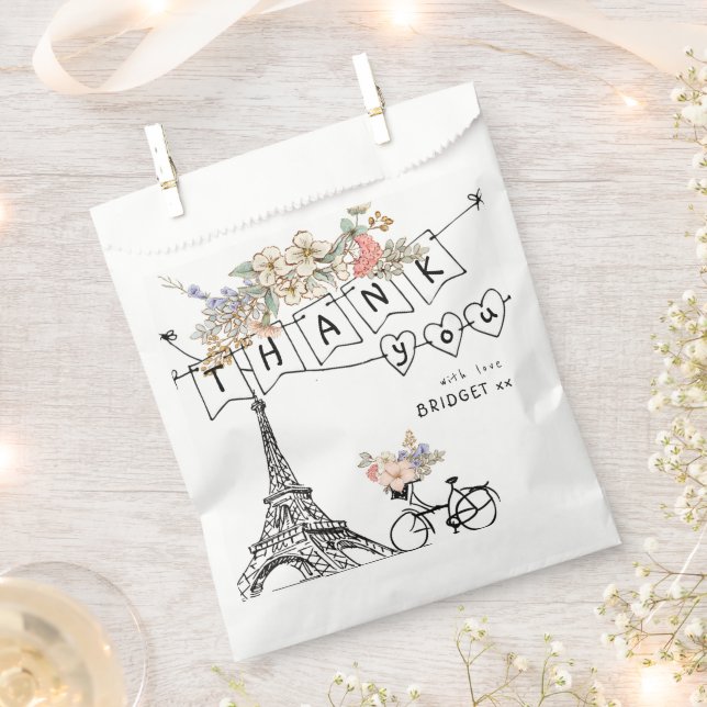 Bonjour Bebe Gender Neutral Baby Shower Favor Bag (Clipped)