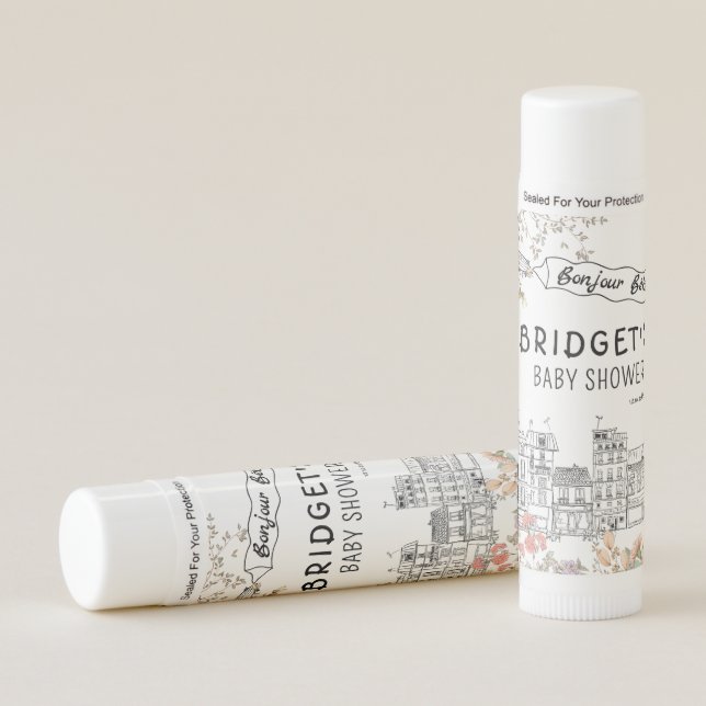Bonjour Bebe Gender Neutral Baby Shower Lip Balm (Front)