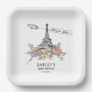Bonjour Bebe Gender Neutral Baby Shower Paper Plates