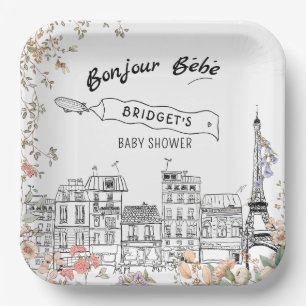 Bonjour Bebe Gender Neutral Baby Shower Paper Plates