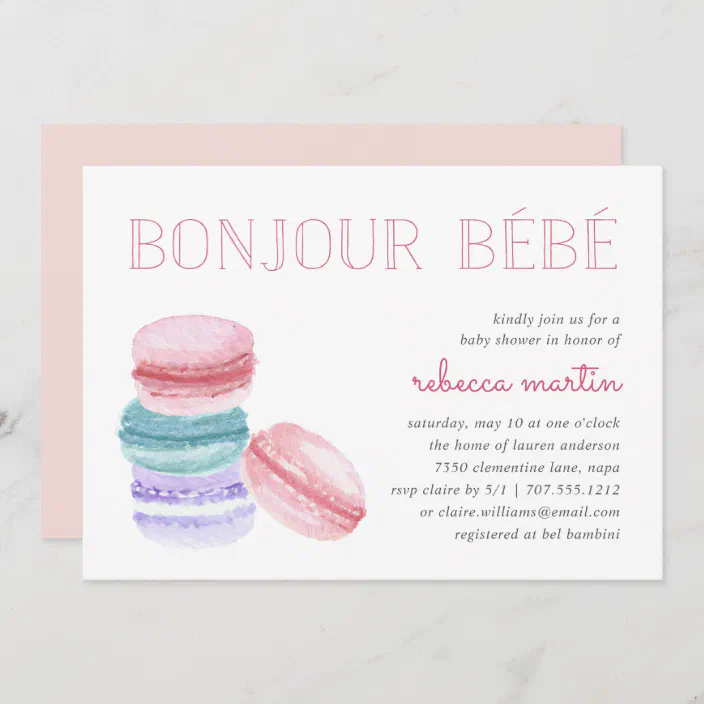 Bonjour Bebe Macaron Baby Shower Invitation Zazzle Com