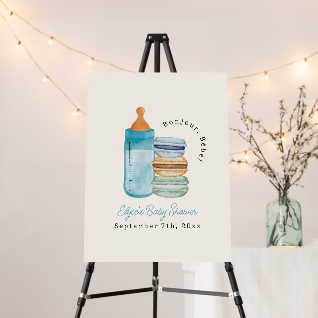 Bonjour Bébé Macarons & Milk Boy Baby Shower Foam Board (In Situ (Stand))