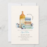 Bonjour Bébé Macarons Milk Floral Blue Baby Shower