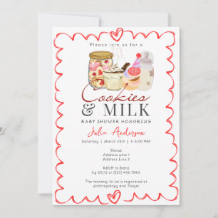 Bonjour Bébé Milk and Cookies Modern Baby Shower Invitation