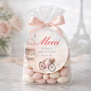Bonjour Bébé Paris Baby Shower  Classic Round Sticker