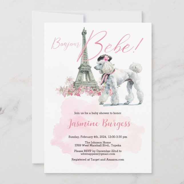 Bonjour Bebe Paris Baby Shower Invitation (Front)