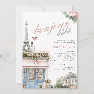 Bonjour Bebe Paris Cafe Baby Shower Invitation