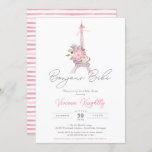 Bonjour Bebe Paris Eiffel Pink Flowers Baby Shower Invitation at Zazzle