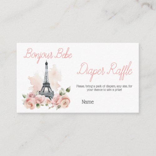 Bonjour Bebe Paris Floral Baby Shower Diaper Game Enclosure Card