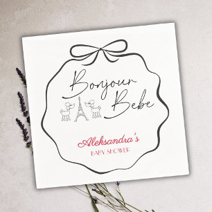 Bonjour Bebe Paris French Baby Shower Black Pink Napkins