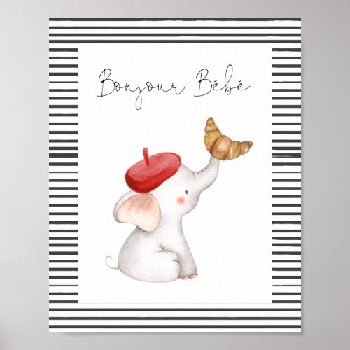 Bonjour Bebe Paris French Baby Shower Sign