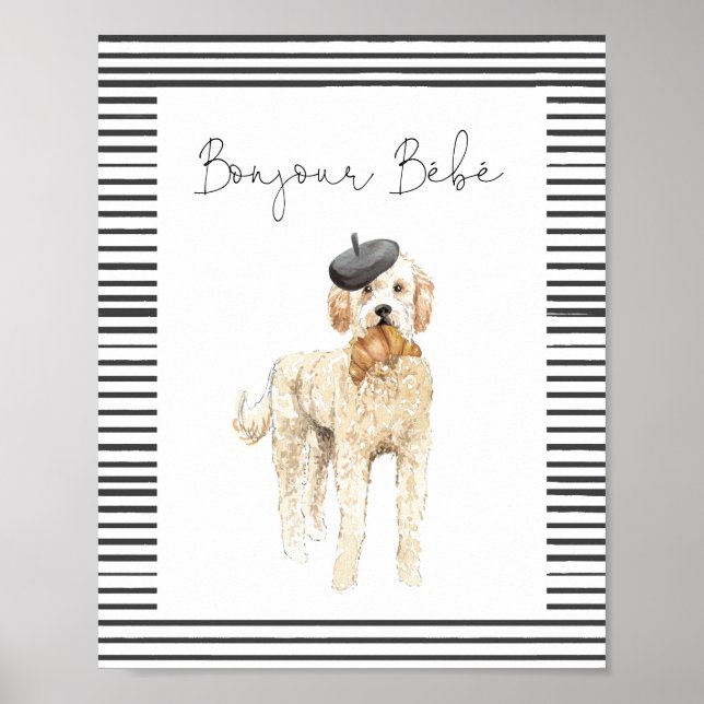 Bonjour Bebe Paris French Baby Shower Sign (Front)
