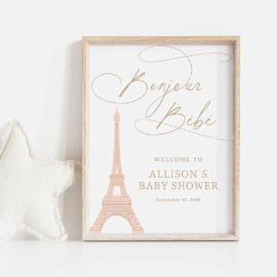 Bonjour Bebe Paris French Baby Shower Welcome Sign