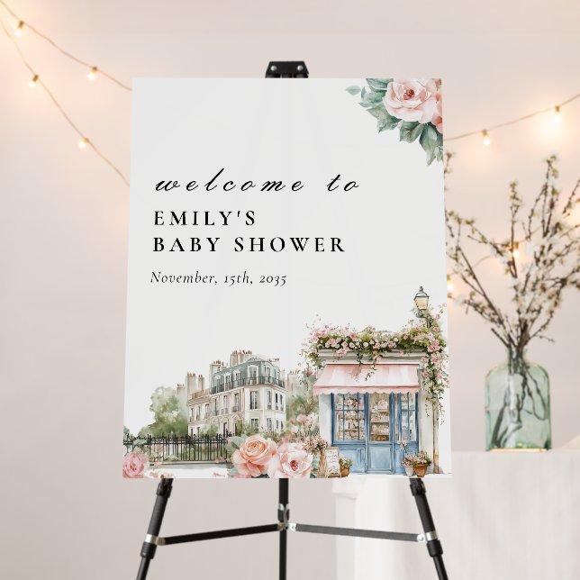 Bonjour Bébé Paris French Baby Shower Welcome Sign (In Situ (Stand))