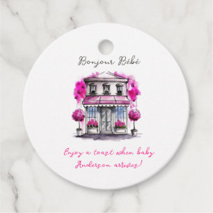 Bonjour Bebe Paris French Pink Black Baby Shower Favor Tags