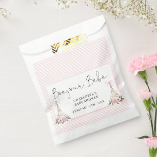 Bonjour Bebe Paris French Pink Eiffel Baby Shower Favor Bag
