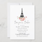 Bonjour Bebe Paris French Pink Floral Baby Shower Invitation (Front)