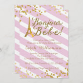 Bonjour Bebe Paris Girl Baby Shower Invitation (Front/Back)