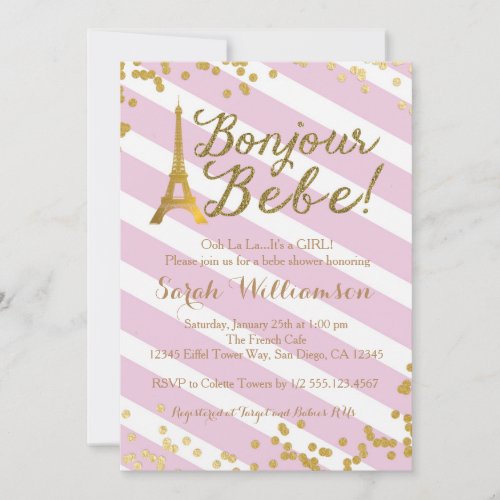 Bonjour Bebe Paris Girl Baby Shower Invitation