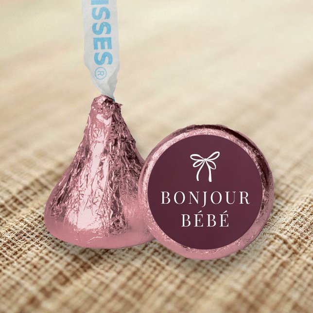 "Bonjour Bébé" Paris Theme Baby Shower Chocolates Hershey®'s Kisses® (Creator Uploaded)