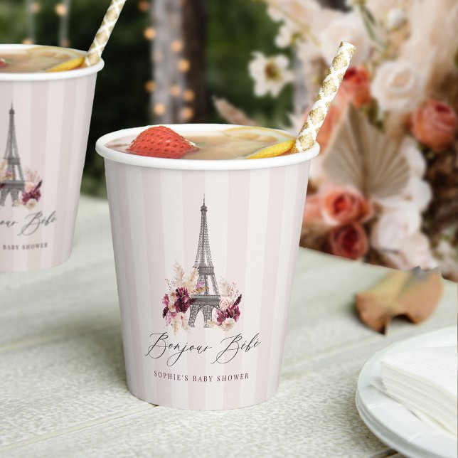 Bonjour Bebe Paris Theme Baby Shower Paper Cups (Creator Uploaded)