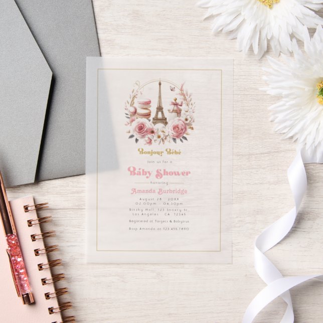 Bonjour Bébé Parisian Chic Baby Shower Vellum Invitations (Wedding)