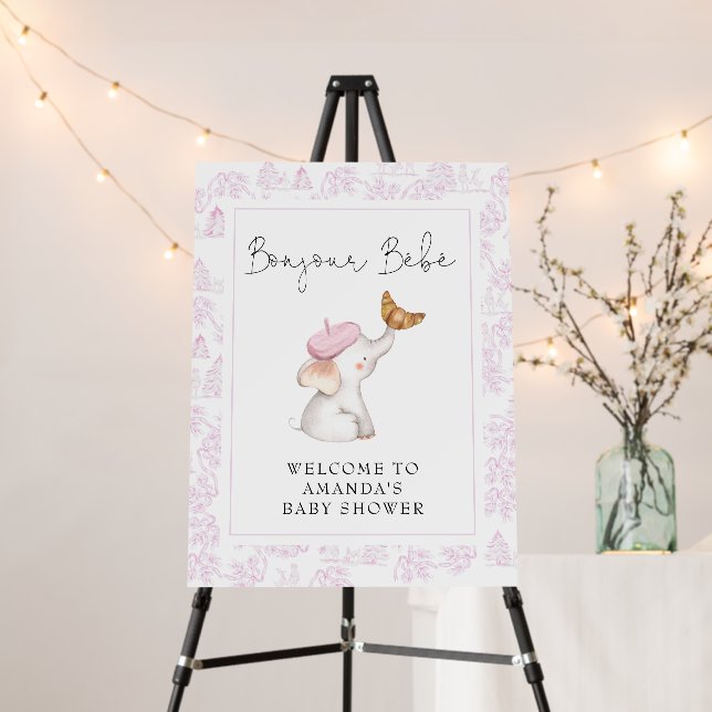 Bonjour Bebe Pink French Girl Welcome Baby Shower  Foam Board (In Situ (Stand))