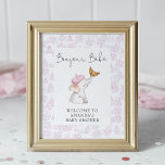 Bonjour Bebe Pink French Girl Welcome Baby Shower Poster at Zazzle