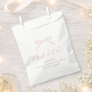 Bonjour Bébé Pink Paris Coquette Bow Baby Shower Favor Bag