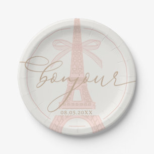 Bonjour Bébé Pink Paris Eiffel Baby Shower Paper Plates