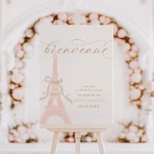 Bonjour Bébé Pink Paris Eiffel Tower Welcome Sign