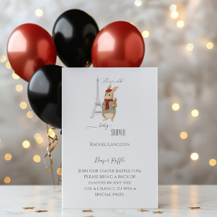 Bonjour Bebe Rabbit Baby Shower Diaper Raffle Enclosure Card