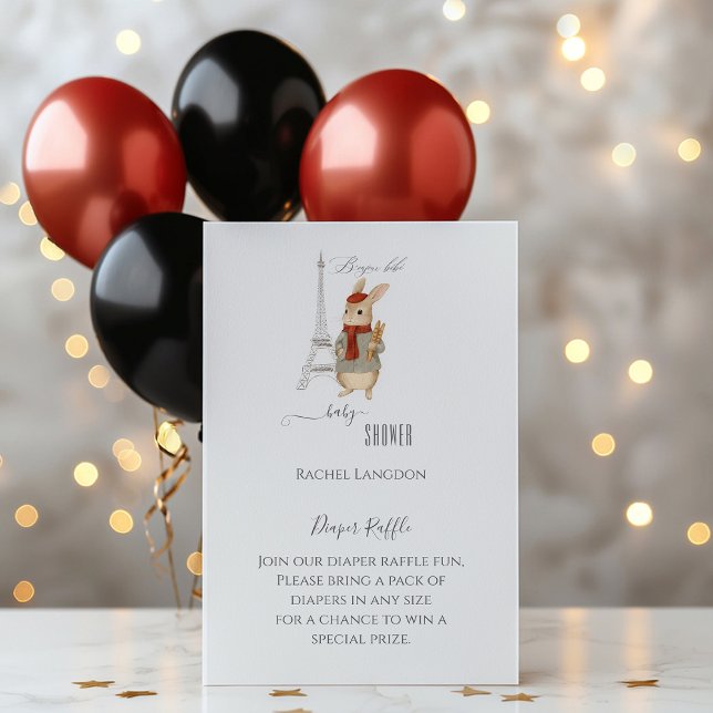 Bonjour Bebe Rabbit Baby Shower Diaper Raffle Enclosure Card (Creator Uploaded)