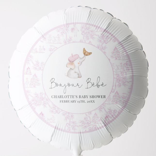 Bonjour Bebe Romantic French Girl Baby Shower   Balloon (Front)