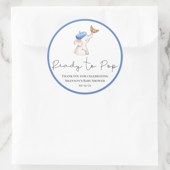 Bonjour Bebe Romantic French Girl Baby Shower Clas Classic Round Sticker (Bag)