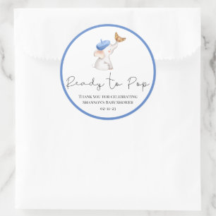 Bonjour Bebe Romantic French Girl Baby Shower Clas Classic Round Sticker