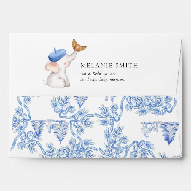 Bonjour Bebe Romantic French Girl Baby Shower  Env Envelope (Back (Top Flap))