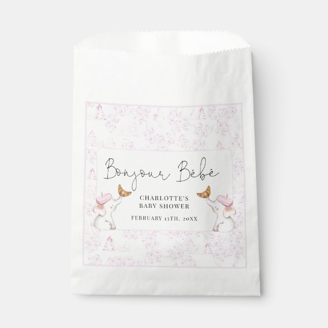 Bonjour Bebe Romantic French Girl Baby Shower   Favor Bag (Front)