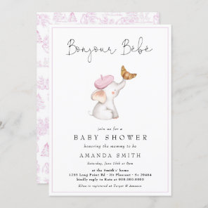 Bonjour Bebe Romantic French Girl Baby Shower  Invitation