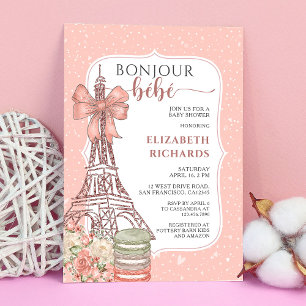 Bonjour Bebe Romantic French Girl Baby Shower Invitation