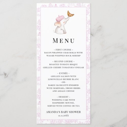 Bonjour Bebe Romantic French Girl Baby Shower  Menu