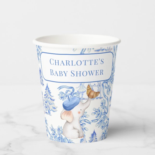 Bonjour Bebe Romantic French Girl Baby Shower  Pap Paper Cups (Front)