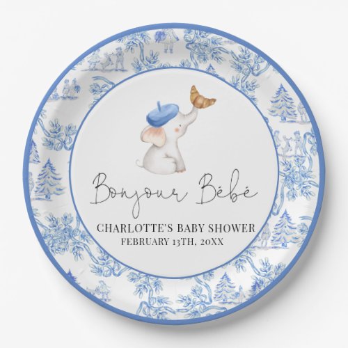 Bonjour Bebe Romantic French Girl Baby Shower  Pap Paper Plates