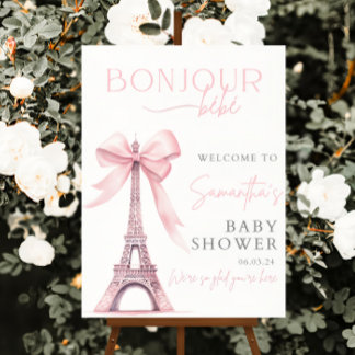Bonjour bebe Shower Welcome Sign Bonjour Bébé Baby