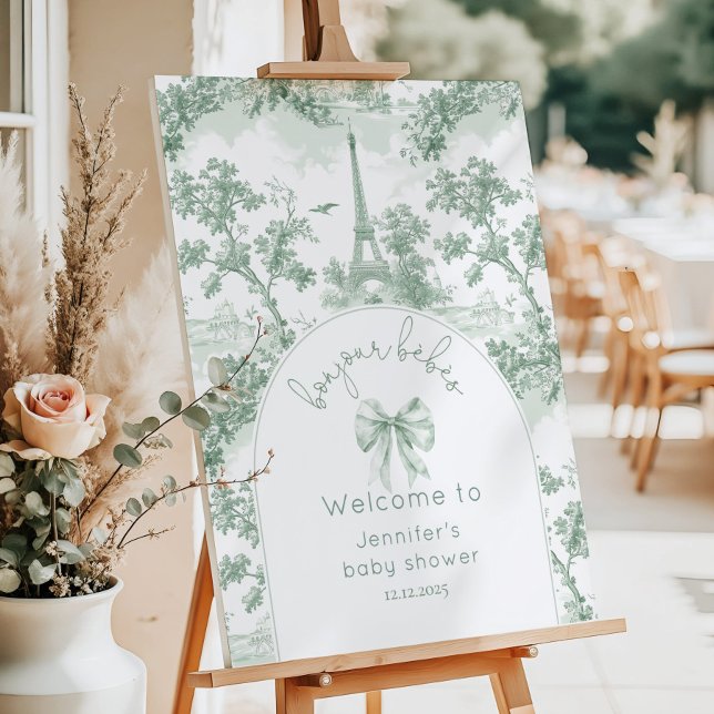 Bonjour bebe Toile de Jouy baby shower Welcome Foam Board (Creator Uploaded)