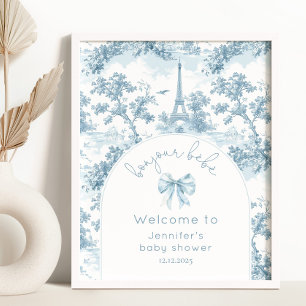 Bonjour bebe Toile de Jouy baby shower Welcome Poster