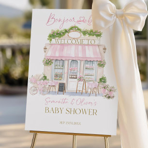 Bonjour Bebe Welcome Sign, French Baby Girl Shower Foam Board