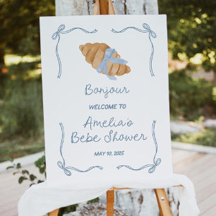 Bonjour Bebe Welcome Sign Template, Croissant Baby