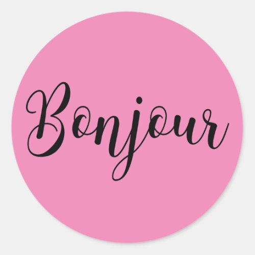 Bonjour_blackText Classic Round Sticker