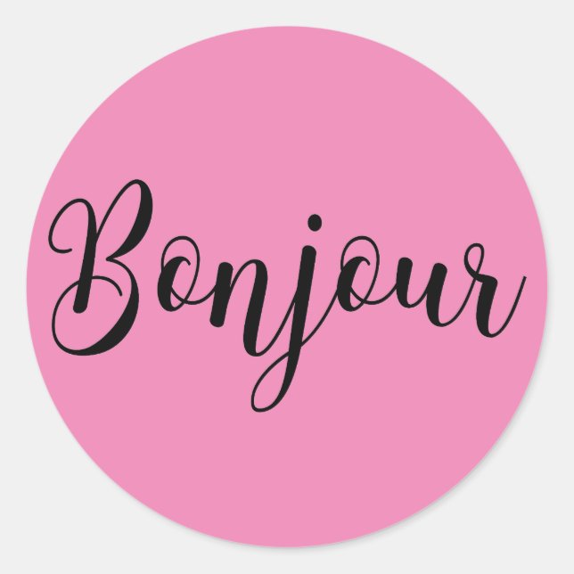 Bonjour-blackText Classic Round Sticker (Front)